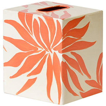 Worlds Away Kleenex Orange and Cream Floral Box