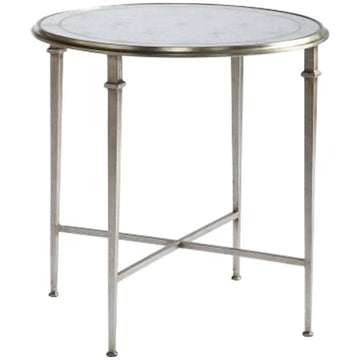 Lillian August Barlow Round End Table in Aged Silver Leaf