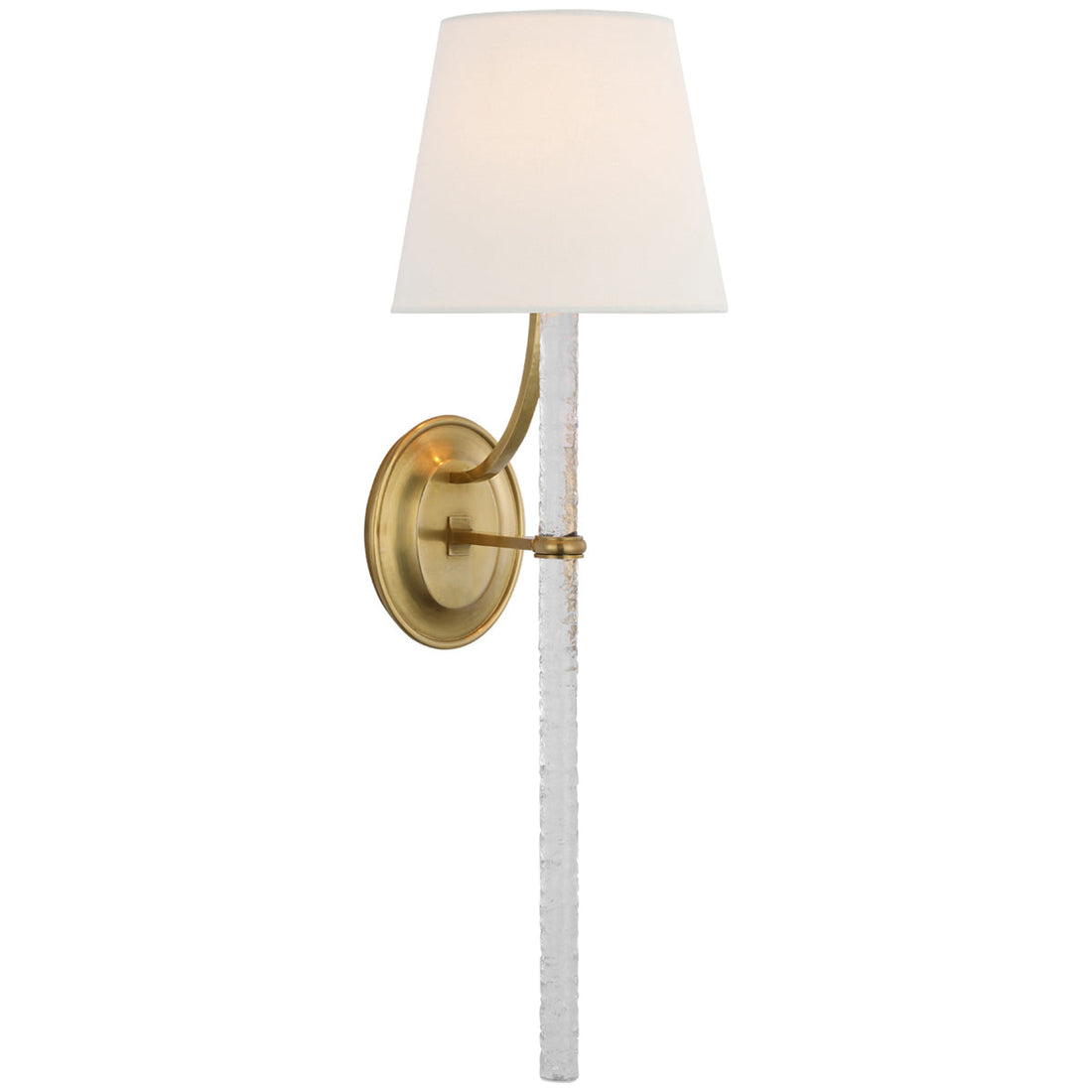 Visual Comfort Abigail XL Sconce with Linen Shade and Clear Wavy Glass