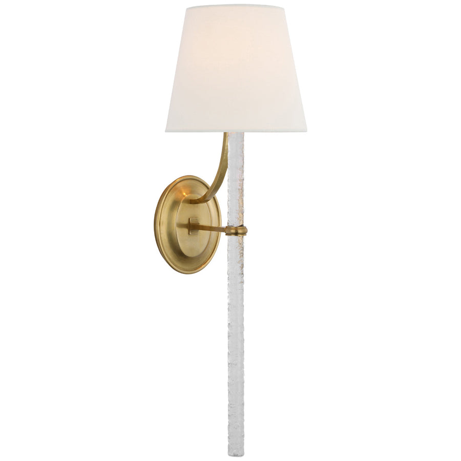 Visual Comfort Abigail XL Sconce with Linen Shade and Clear Wavy Glass