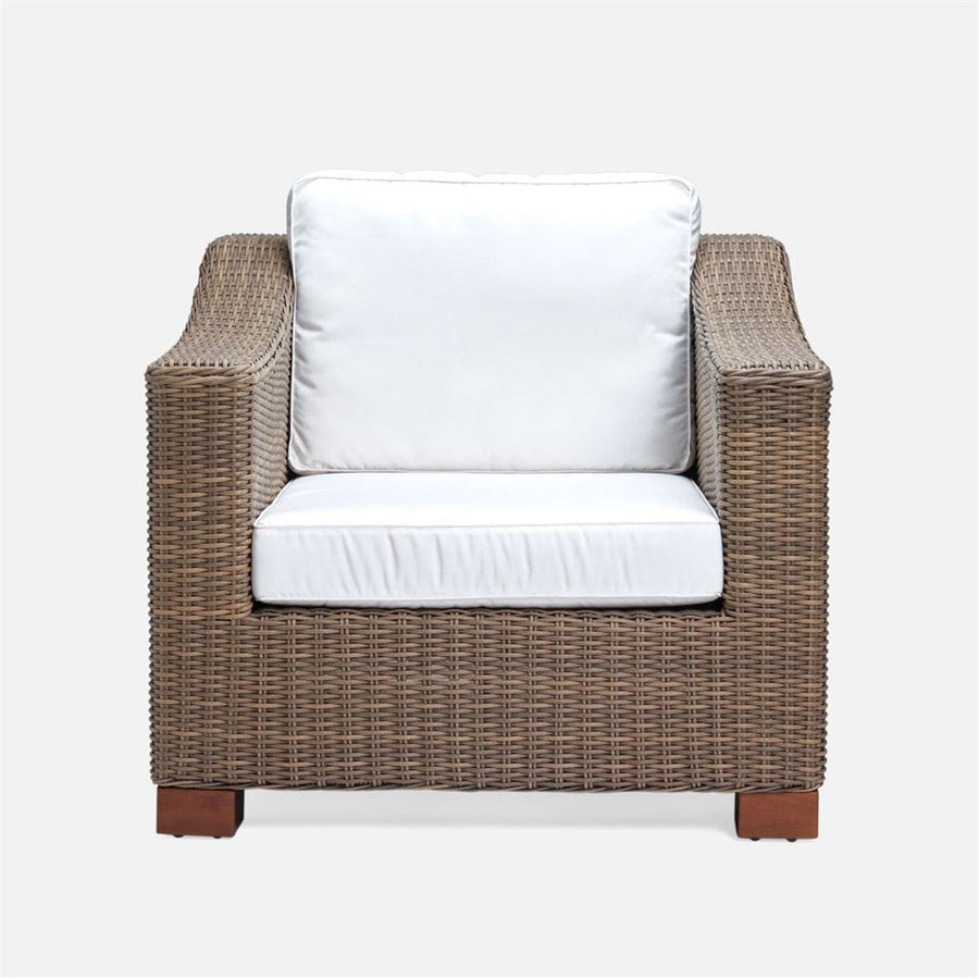 Made Goods Marina Faux Wicker Outdoor Lounge Chair in Alsek White Fabric