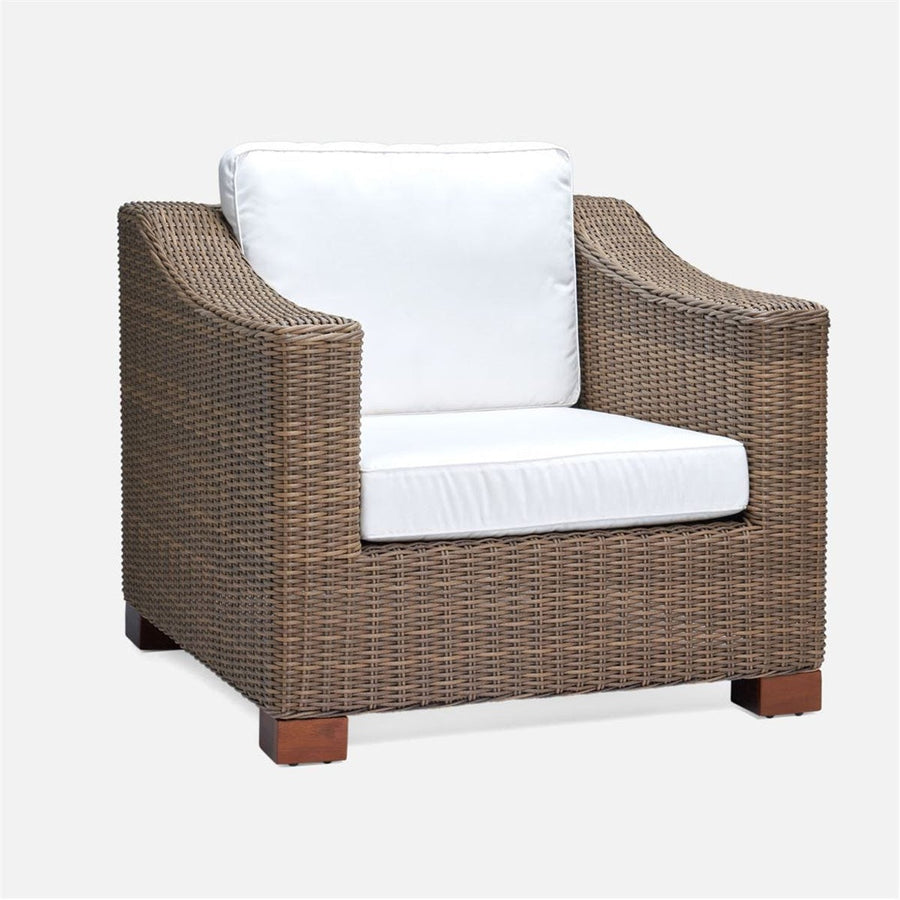 Made Goods Marina Faux Wicker Outdoor Lounge Chair in Alsek White Fabric