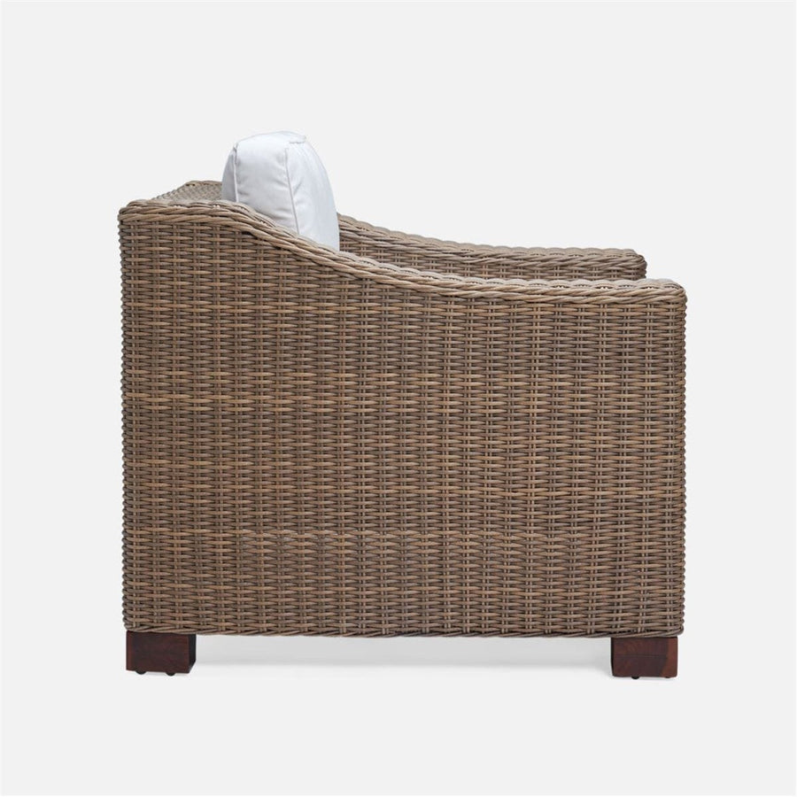 Made Goods Marina Faux Wicker Outdoor Lounge Chair in Alsek White Fabric