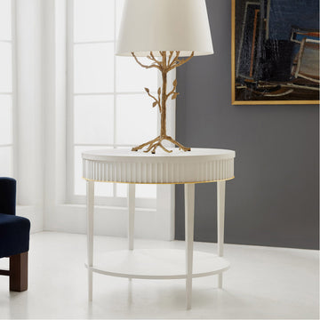 Modern History Round Scalloped End Table