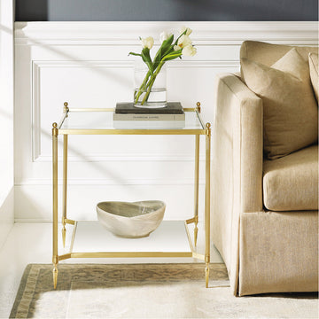 Modern History Square Pom End Table - Brass