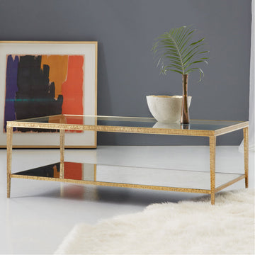 Modern History Sculpture Cocktail Table - Antique Brass
