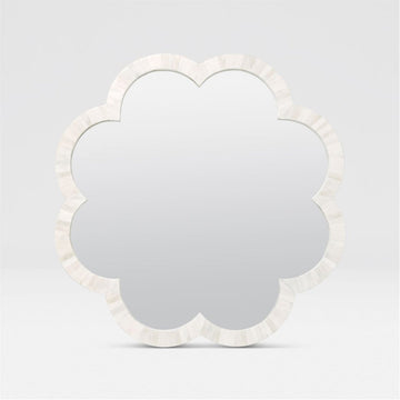 Made Goods Fiona Graphic Flower Mirror in Natural Bone