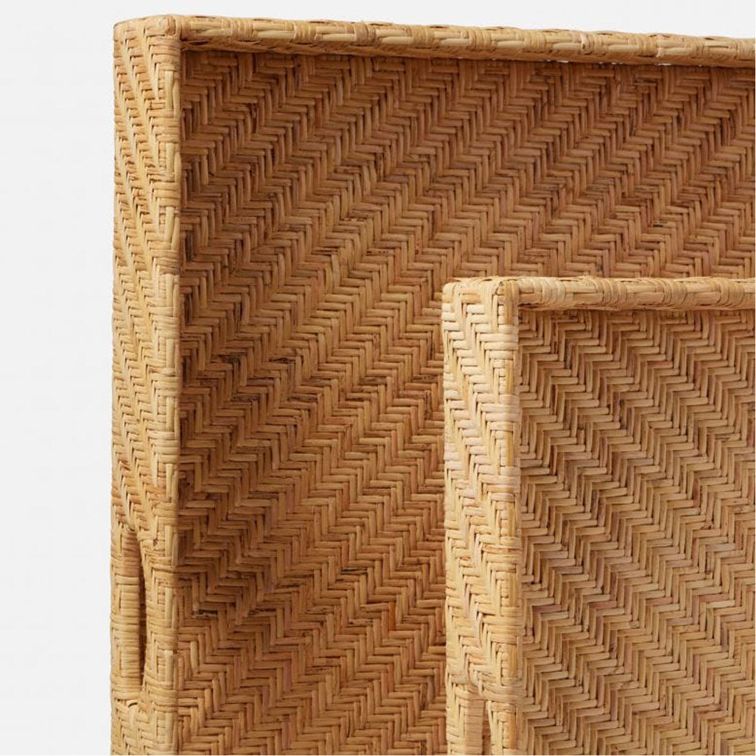 Made Goods Cadie Flat Rattan Square Trays, 2-Piece Set