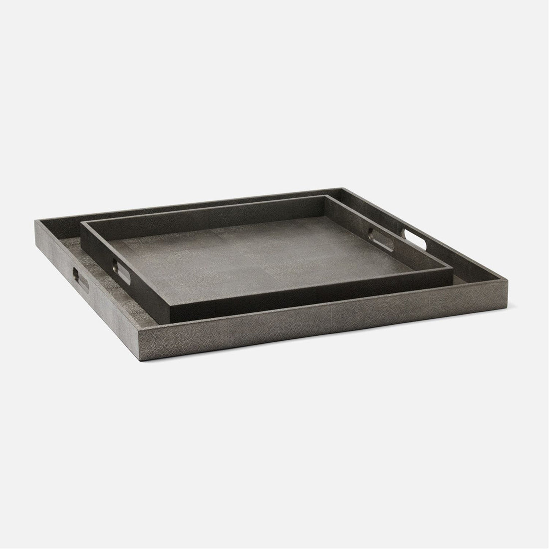 Made Goods Emery XL Square Vintage Faux Shagreen Trays, 2-Piece Set