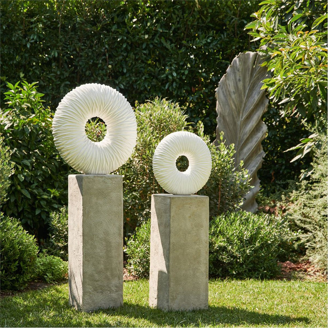 Made Goods Laurent Round Textured Cast Stone Outdoor Sculpture
