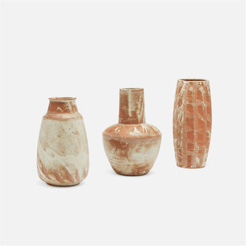 Made Goods Maille Vase in Rustic White Stoneware, 3-Piece Set