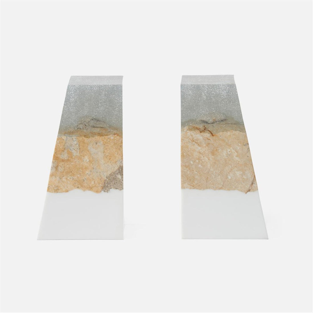 Made Goods Otis Resin with Stone Bookends, 2-Piece Set