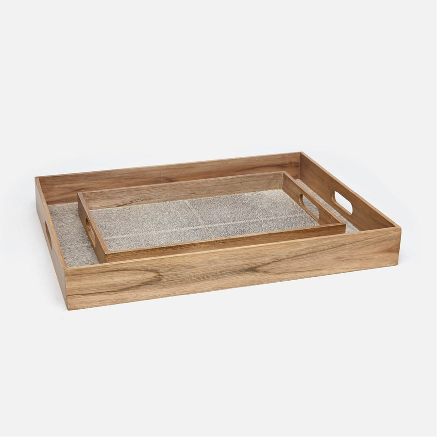 Made Goods Pace Hair-On-Hide and Teak Tray, 2-Piece Set