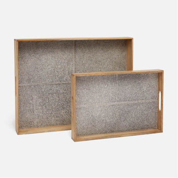 Made Goods Pace Hair-On-Hide and Teak Tray, 2-Piece Set