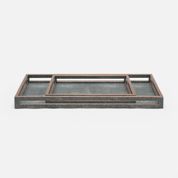 Made Goods Radley Realistic Faux Shagreen Tray with Veneer, 2-Piece Set