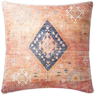Loloi P0883 Coral and Multi 3' x 3' Floor Pillow, Set of 2