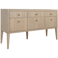Worlds Away Fluted 6-Drawer Buffet with Brass Knobs
