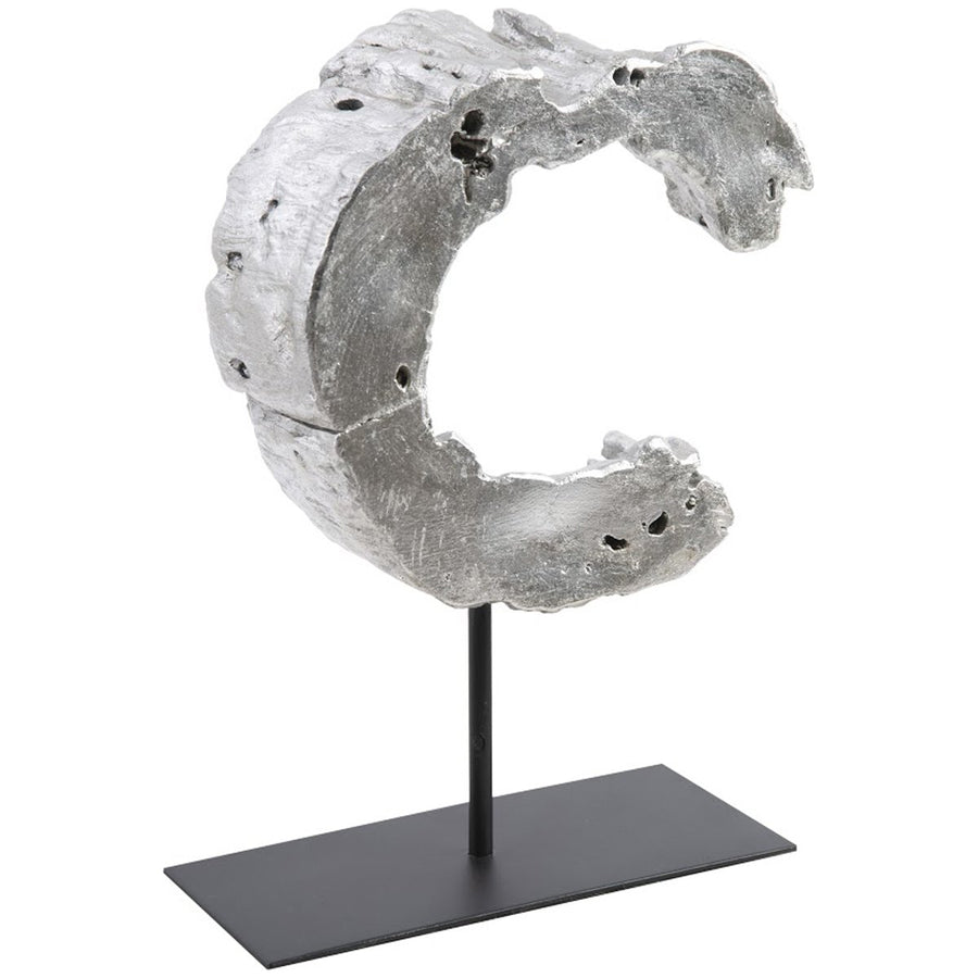 Phillips Collection Cast Eroded Wood Semi-Circle Sculpture on Stand