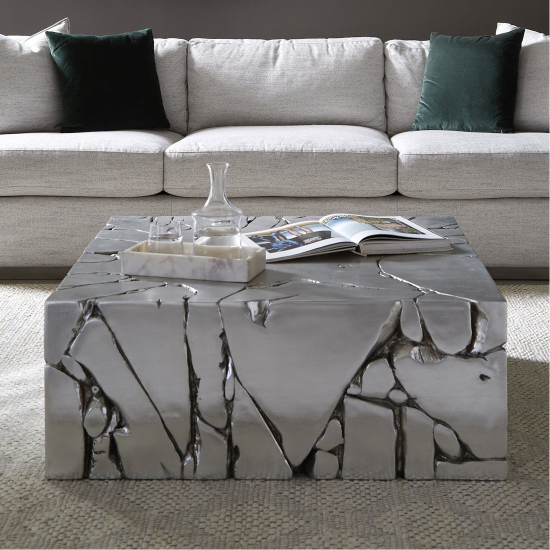Phillips Collection Chunk Square Silver Coffee Table