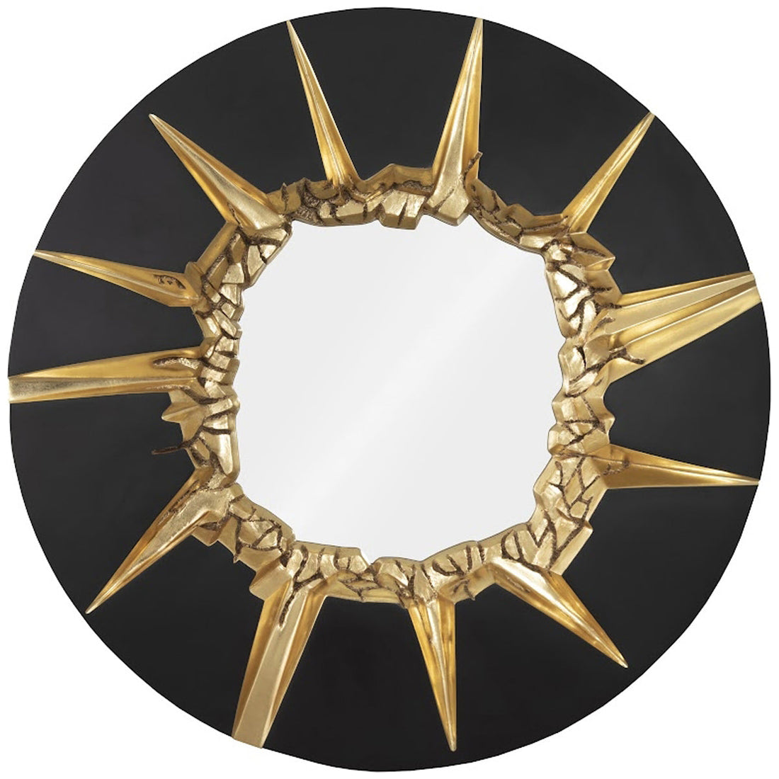 Phillips Collection Circular Cracked Black and Gold Mirror
