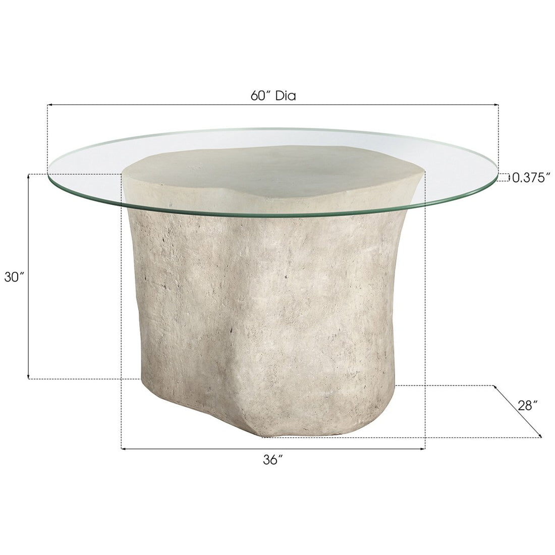 Phillips Collection Log Outdoor Dining Table, Roman Stone