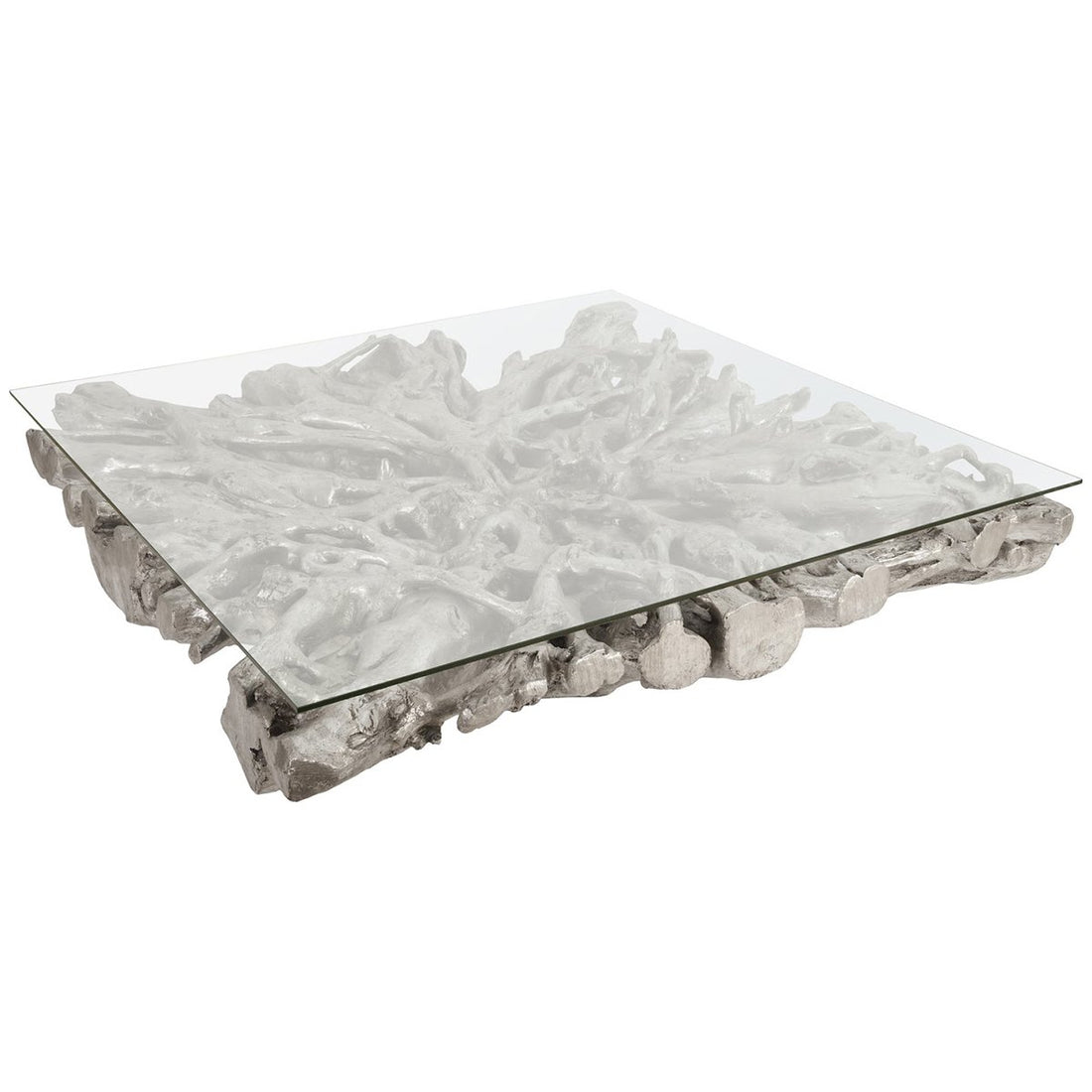 Phillips Collection Square Root Cast Coffee Table with Glass