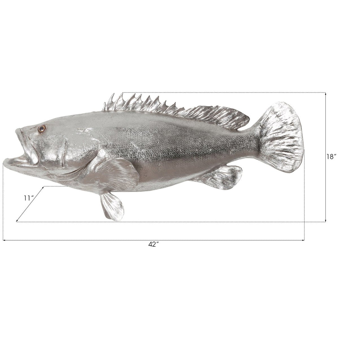 Phillips Collection Estuary Cod Fish Wall Sculpture, Silver Leaf