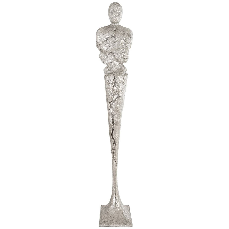 Phillips Collection Tall Chiseled Male Sculpture, Silver Leaf