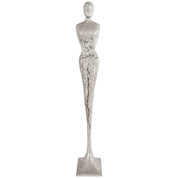Phillips Collection Tall Chiseled Female Sculpture, Silver Leaf