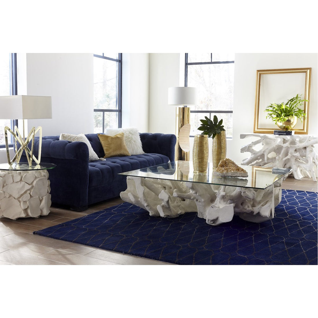 Phillips Collection Cast Root Coffee Table with Glass