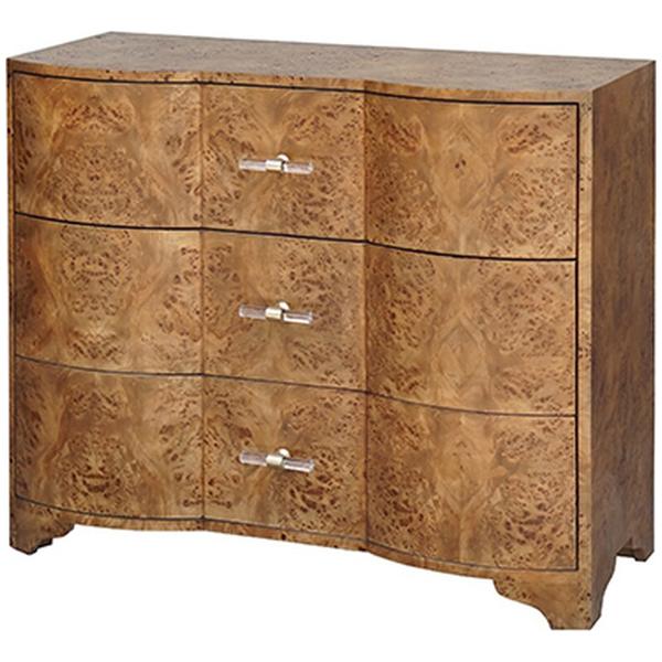 Worlds Away 3-Drawer Chest with Acrylic Hardware