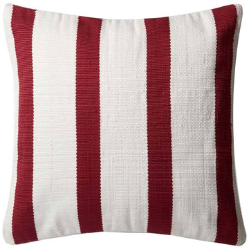 Loloi P0507 Red and Ivory 22" x 22" Pillow, Set of 2