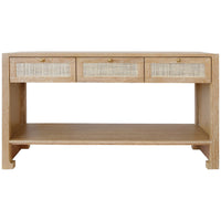 Worlds Away 3-Drawer Cane Console Table with Brass Hardware