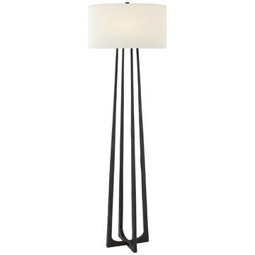Visual Comfort Scala Large Hand-Forged Floor Lamp with Linen Shade