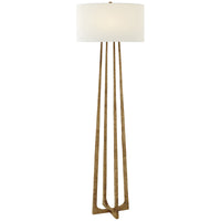Visual Comfort Scala Large Hand-Forged Floor Lamp with Linen Shade