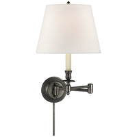 Visual Comfort Candlestick Swing Arm Sconce with Linen Shade