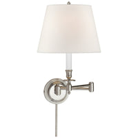 Visual Comfort Candlestick Swing Arm Sconce with Linen Shade