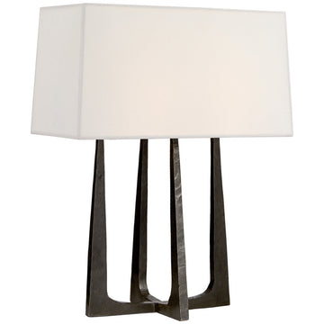 Visual Comfort Scala Hand-Forged Bedside Lamp with Linen Shade