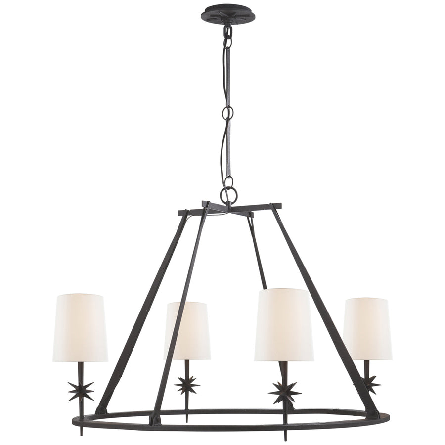 Visual Comfort Etoile Round Chandelier with Linen Shades