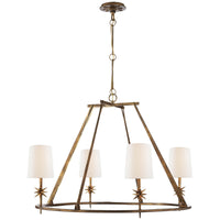 Visual Comfort Etoile Round Chandelier with Linen Shades