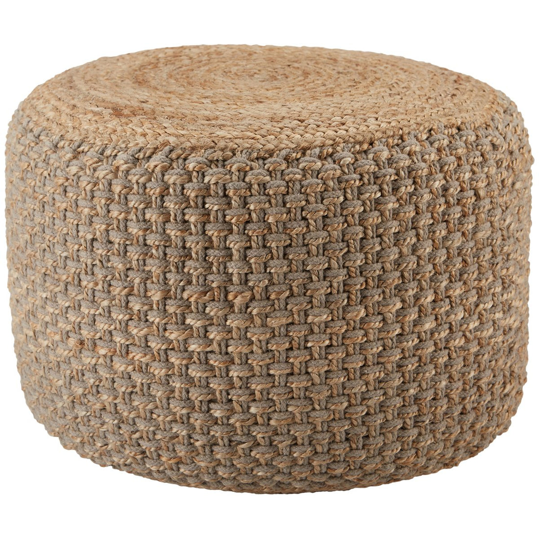 Jaipur Saba Kealani Trellis Textured Gray Beige SAA20 Cylinder Pouf