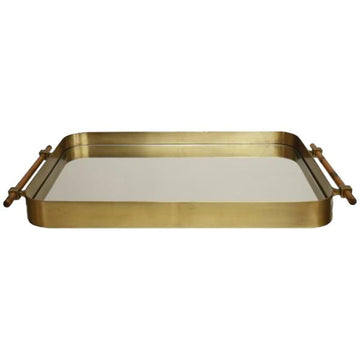 Worlds Away Rounded Edge Tray in Antique Brass