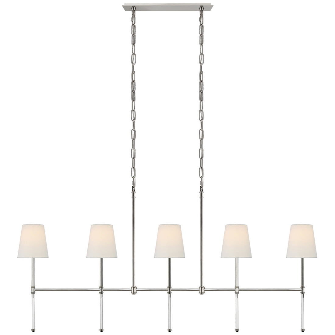 Visual Comfort Camille Medium Linear Chandelier with Linen Shades
