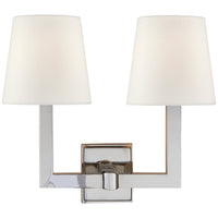 Visual Comfort Square Tube Double Sconce with Linen Shades