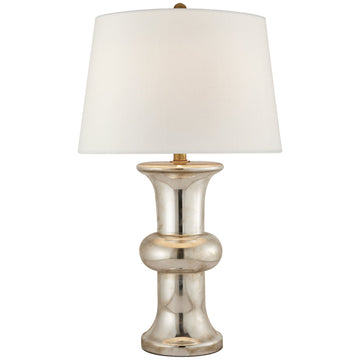 Visual Comfort Bull Nose Cylinder Table Lamp with Linen Shade
