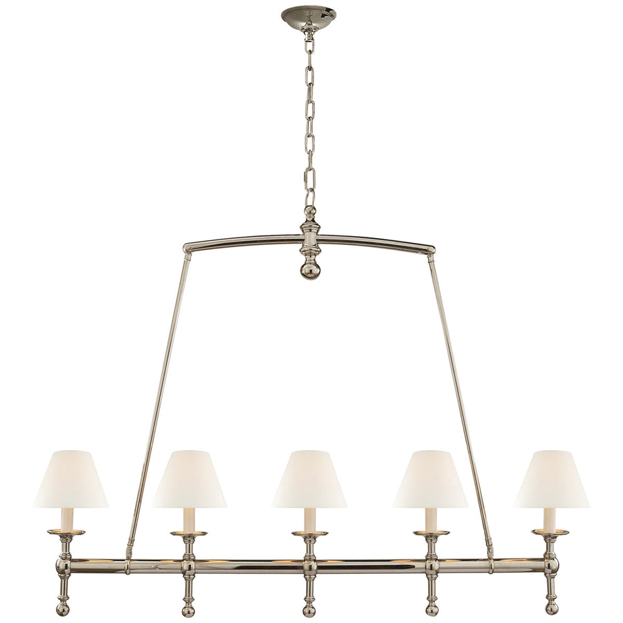 Visual Comfort Classic Linear Chandelier with Linen Shades