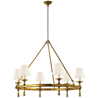 Visual Comfort Classic Ring Chandelier with Linen Shades