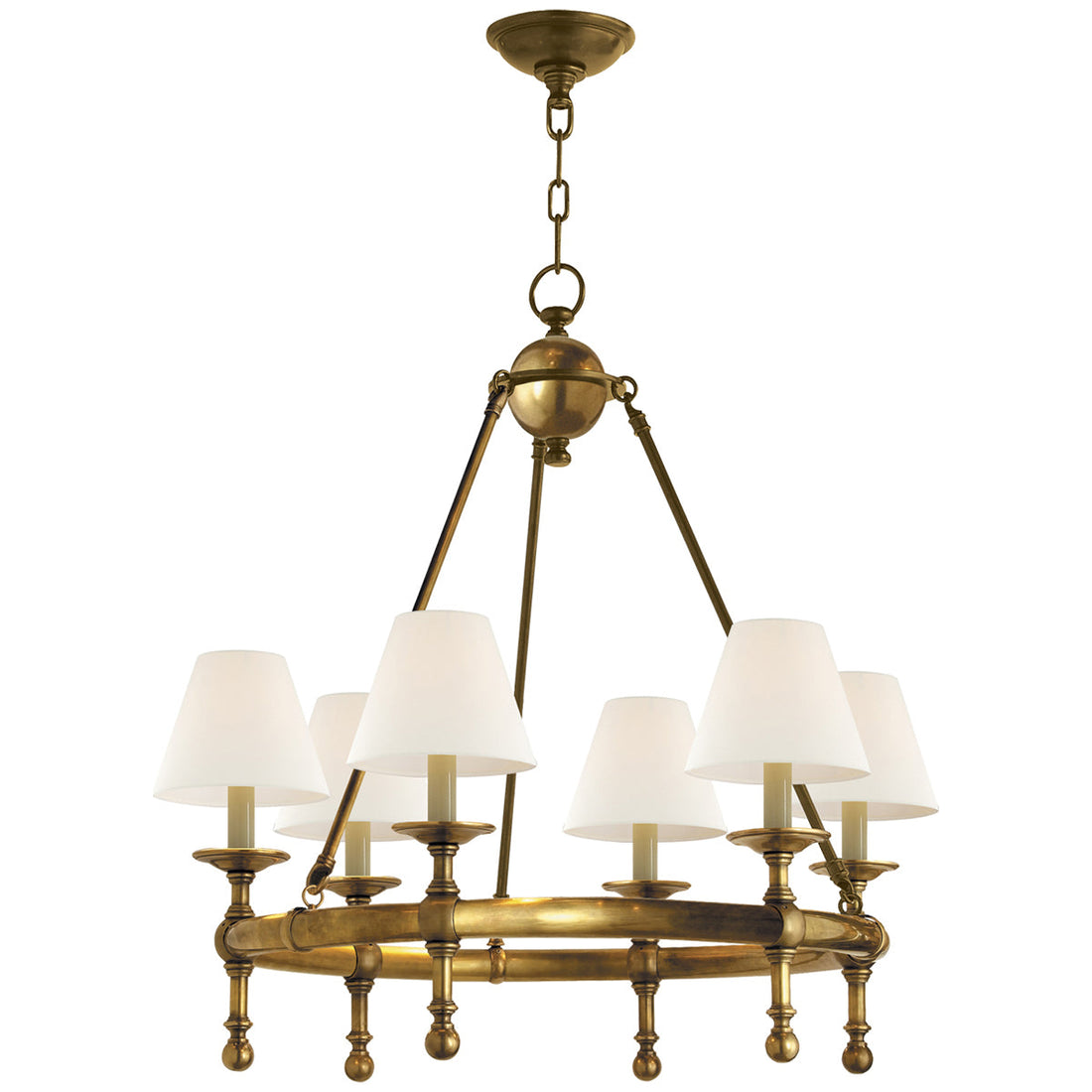Visual Comfort Classic Mini Ring Chandelier with Linen Shades