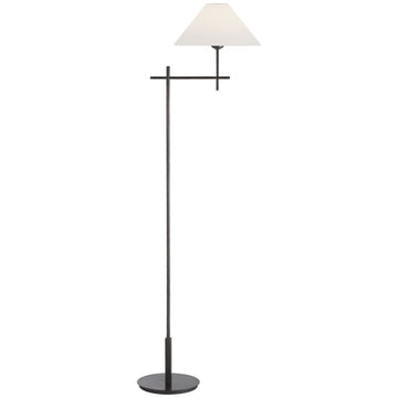 Visual Comfort Hackney Bridge Arm Floor Lamp with Linen Shade