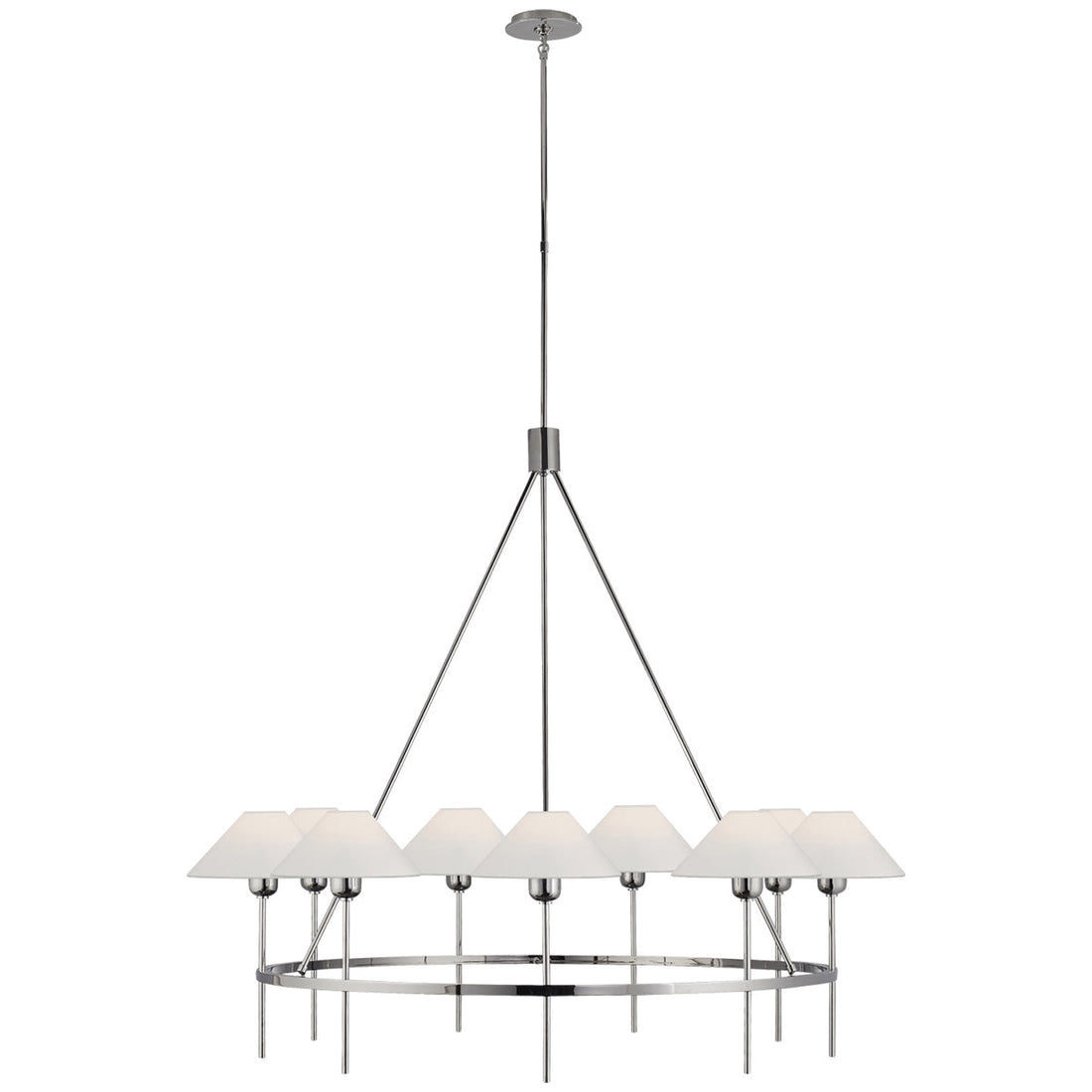 Visual Comfort Hackney Large Chandelier with Linen Shades